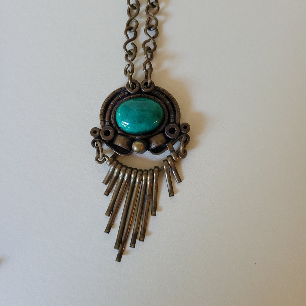 Vintage Brass and Turquoise Necklace